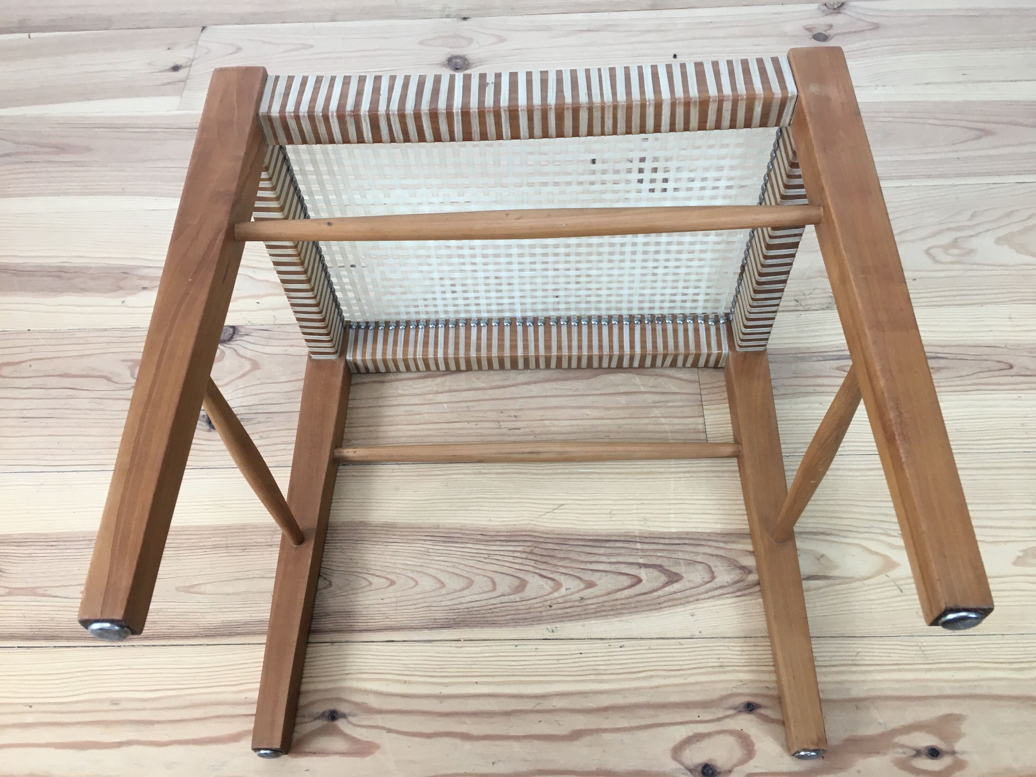 60s modernist stool, canning and wood