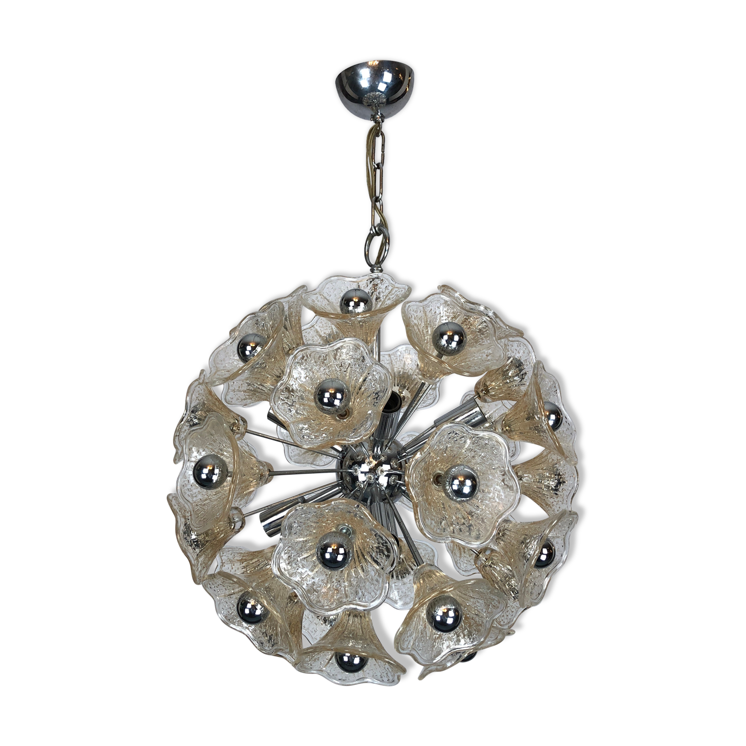 Venini, vintage 35 glass flowers sputnik from 70s