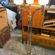 Three-burner metal and brass floor lamp