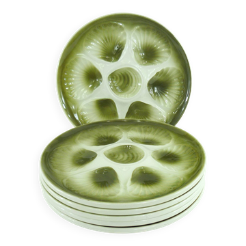 6 Orchies Moulin des Loups oyster plates from France - vintage 1970s