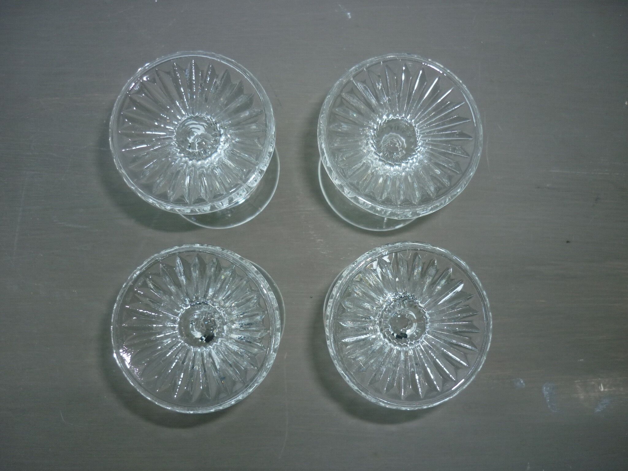 4 molded glass candle holders