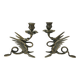 Pair of candlesticks. Chimera Dragon. Gilded brass. Fantastic bestiary