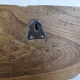 Ecru solid teak coat hook with 3 cast iron hooks