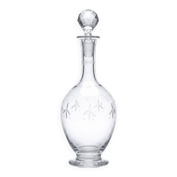 Carafe à décanter ancienne en cristal de Nancy gravé, circa 1920-1930