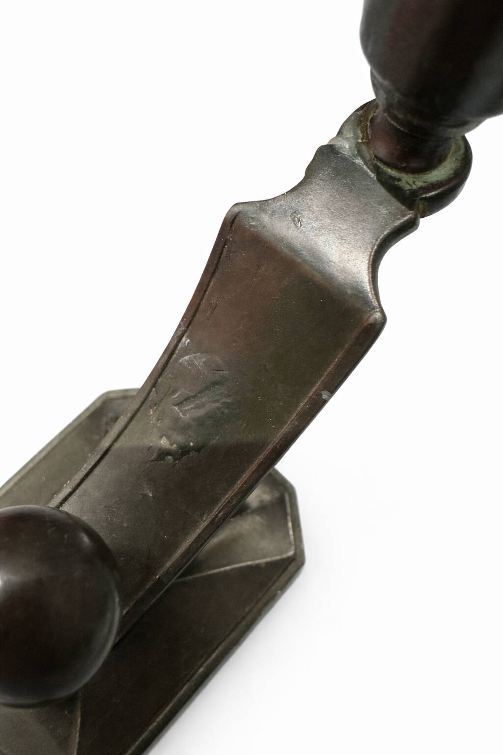 Art Deco candlestick pair by Just Andersen in Disko metal.