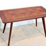 Oak wood coffee table with veneer inlay, 1960