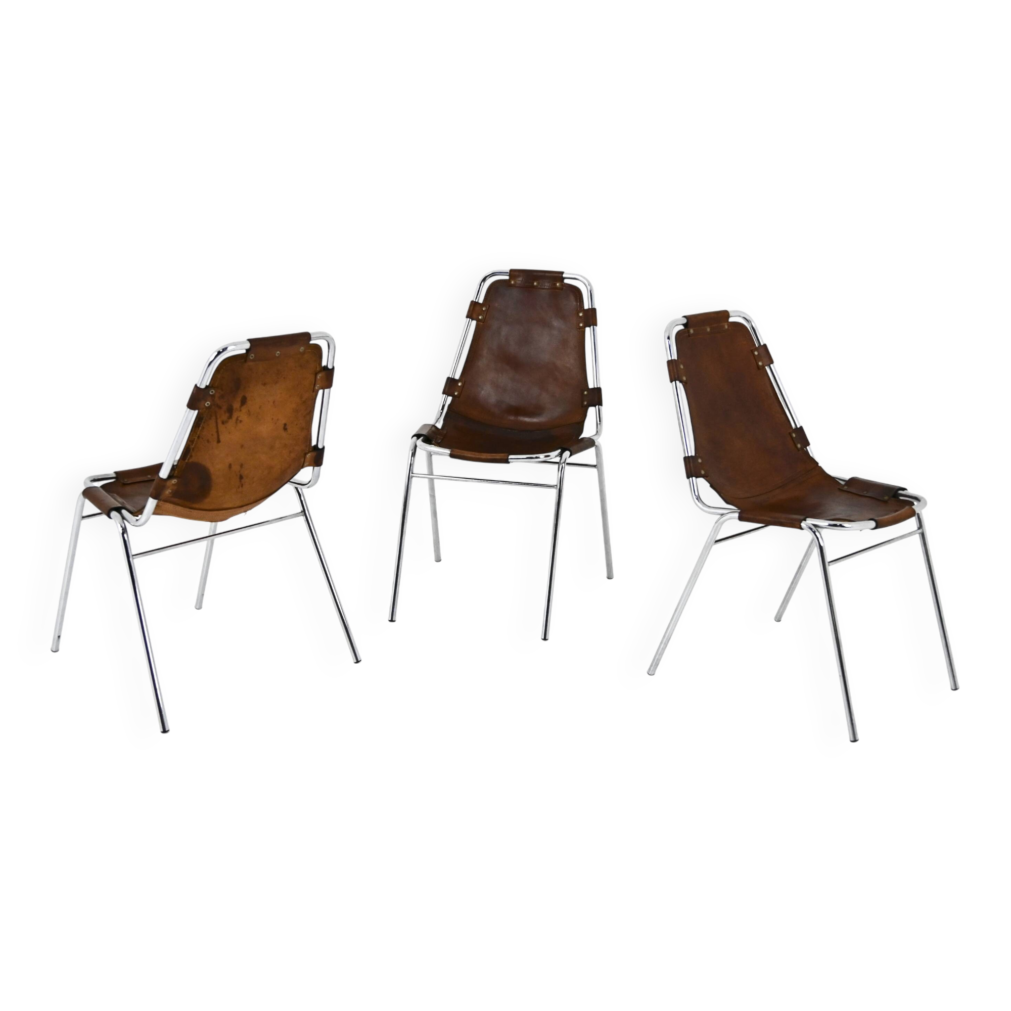 Set of 3 Les Arcs chairs by Charlotte Perriand, 1960s