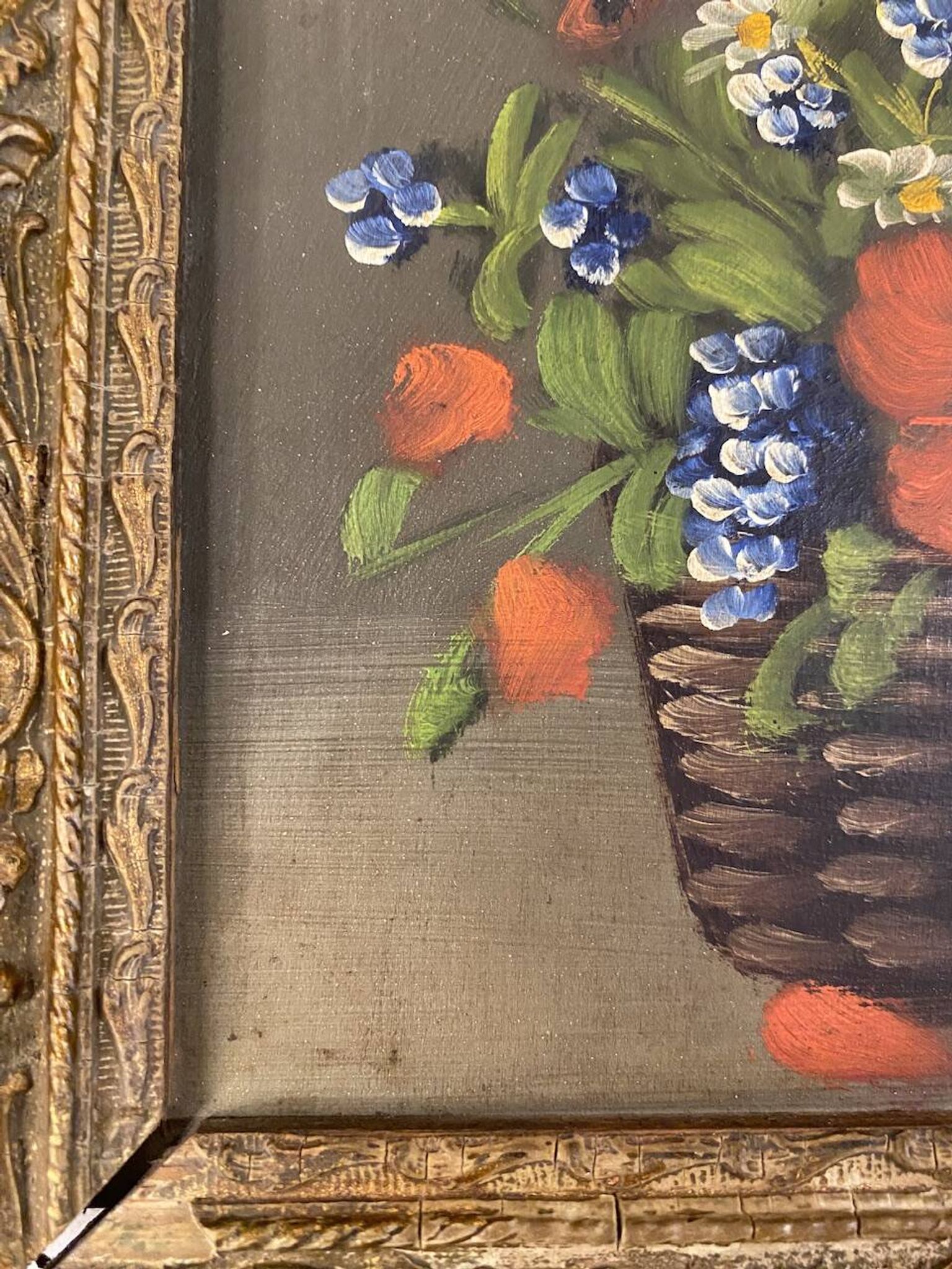 Nature morte aux fleurs sauvages, signée, milieu XX siècle