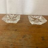 Pair of Antique Cut Arques Crystal Salt Cellars, Salt and Pepper Shakers, Vintage