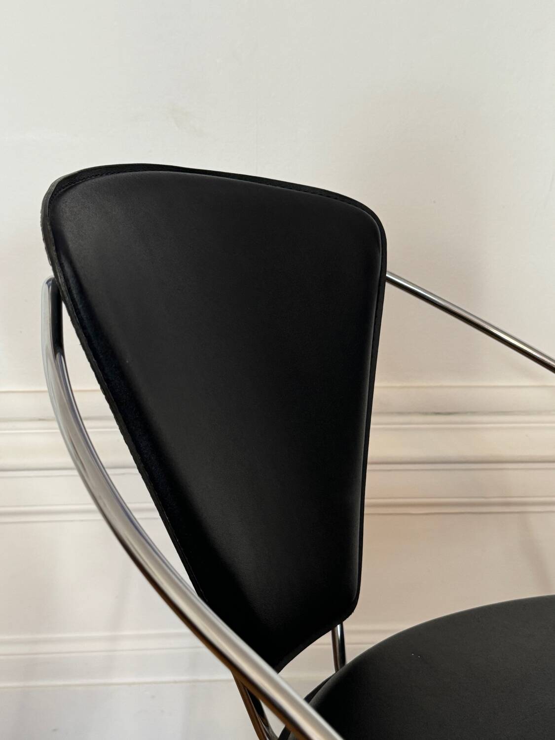 Leather and chrome steel chair - Linda by Arrben