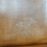 Set of 4 sheepskin dining chairs in light cognac color