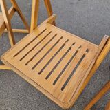 Set of 4 Folding Chairs in Wood and Plywood