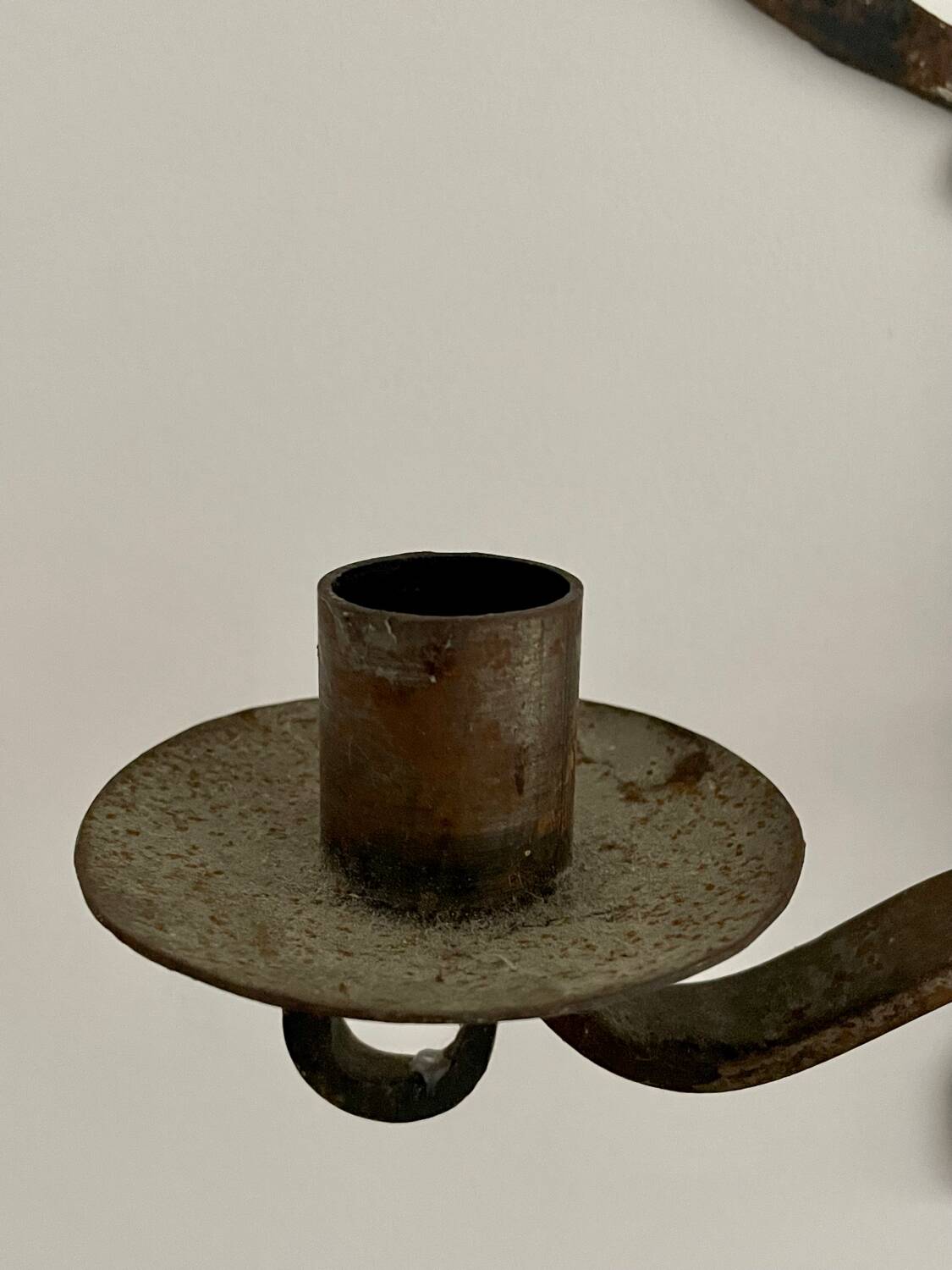 Brutalist wrought iron wall candle holder