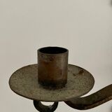 Brutalist wrought iron wall candle holder