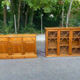 Large English display cabinet in solid wood, 20th century, 155cm