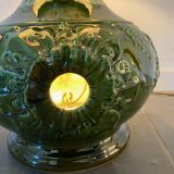Floor lamp green ceramic double lighting vintage 1970