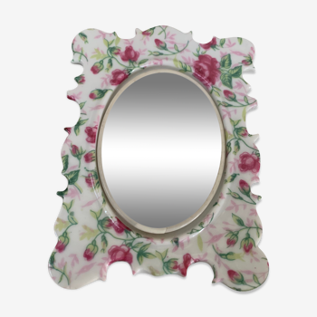 Antique porcelain mirror pink pattern
