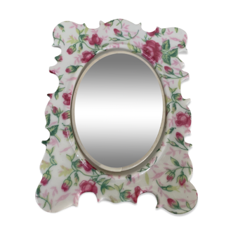 Antique porcelain mirror pink pattern