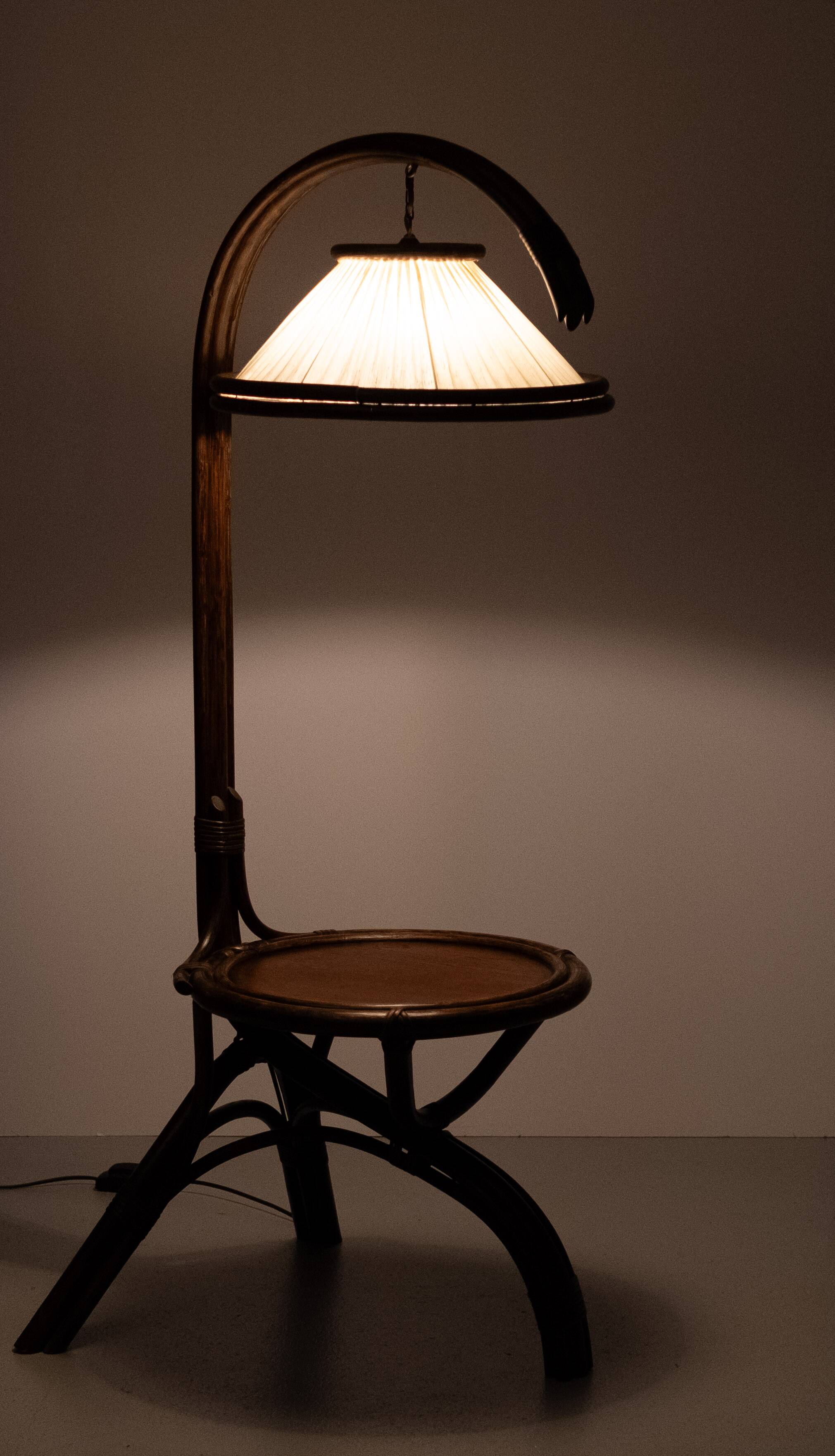 Fantastic Rattan Floor lamp and table 1970s