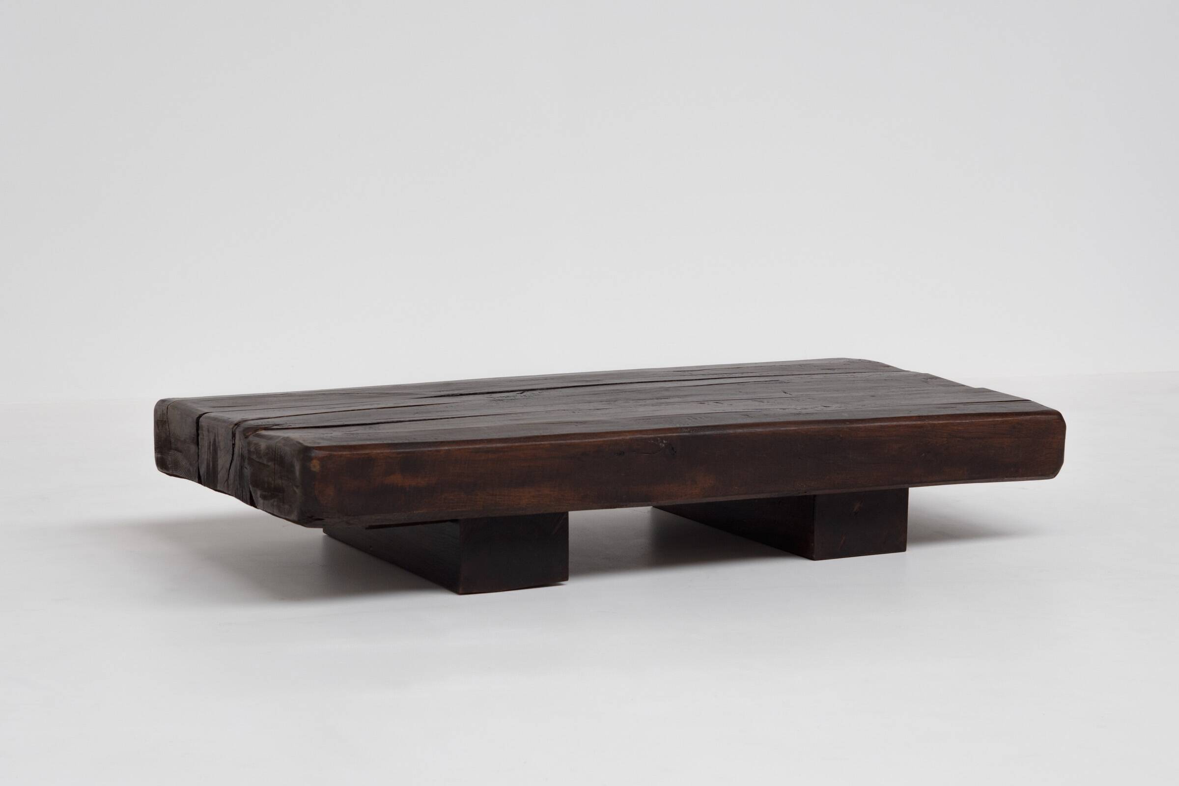 Rustic coffee table in solid oak, Wabi Sabi, France, 1950s