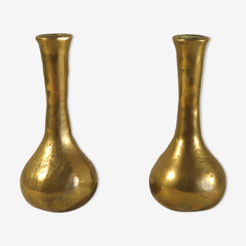 Two brass soliflores