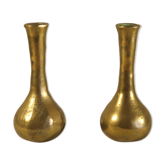 Two brass soliflores