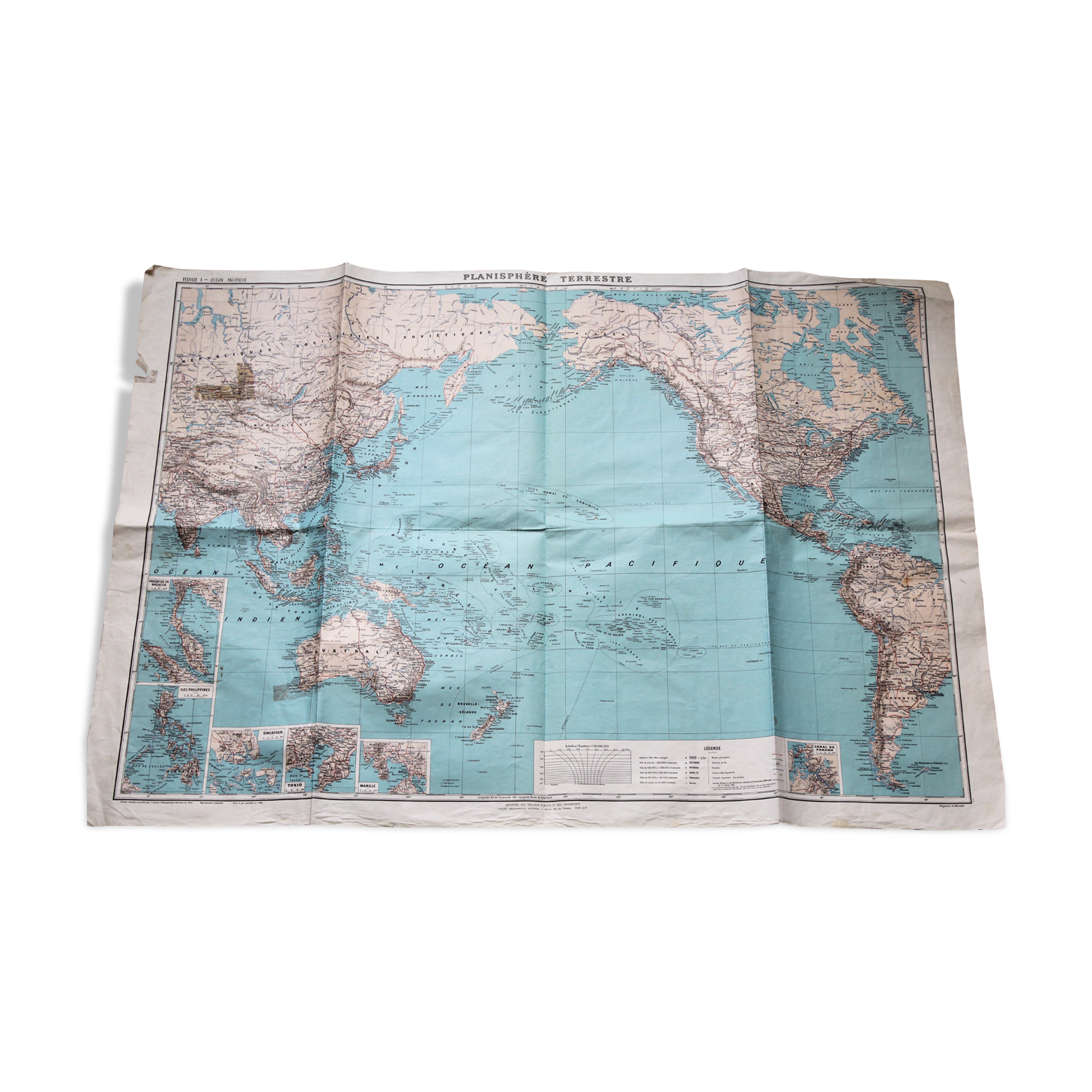 Large terrestrial planisphere "pacific ocean"
