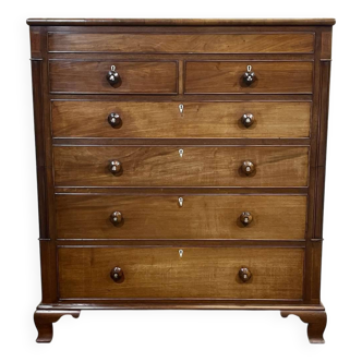 Commode pantalonnière anglaise XIXème en acajou et frêne