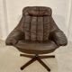 Vintage danish mid century leather swivel egg chair by bramin 1960,s