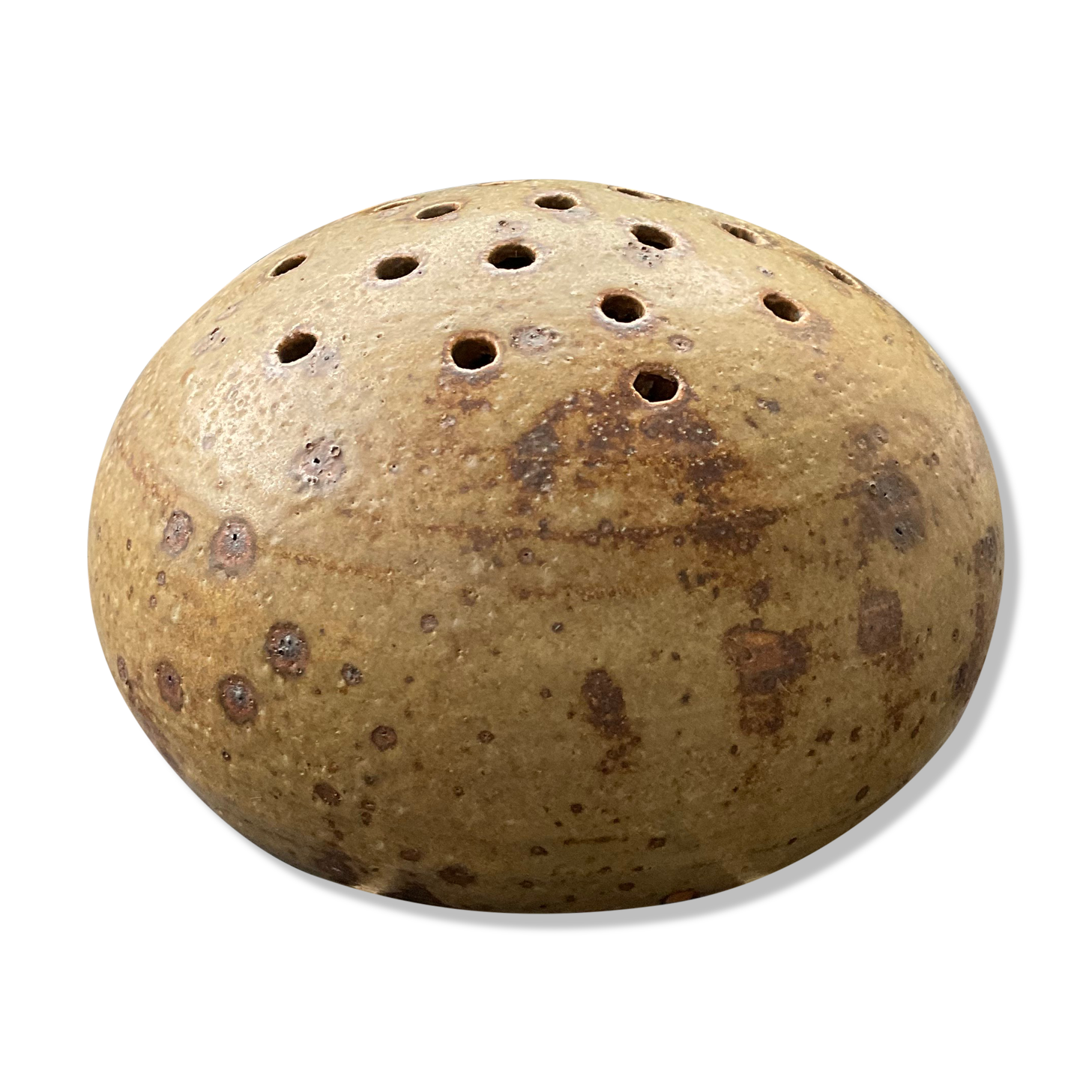 Pique fleurs ,boule en terre cuite.grès.vintage