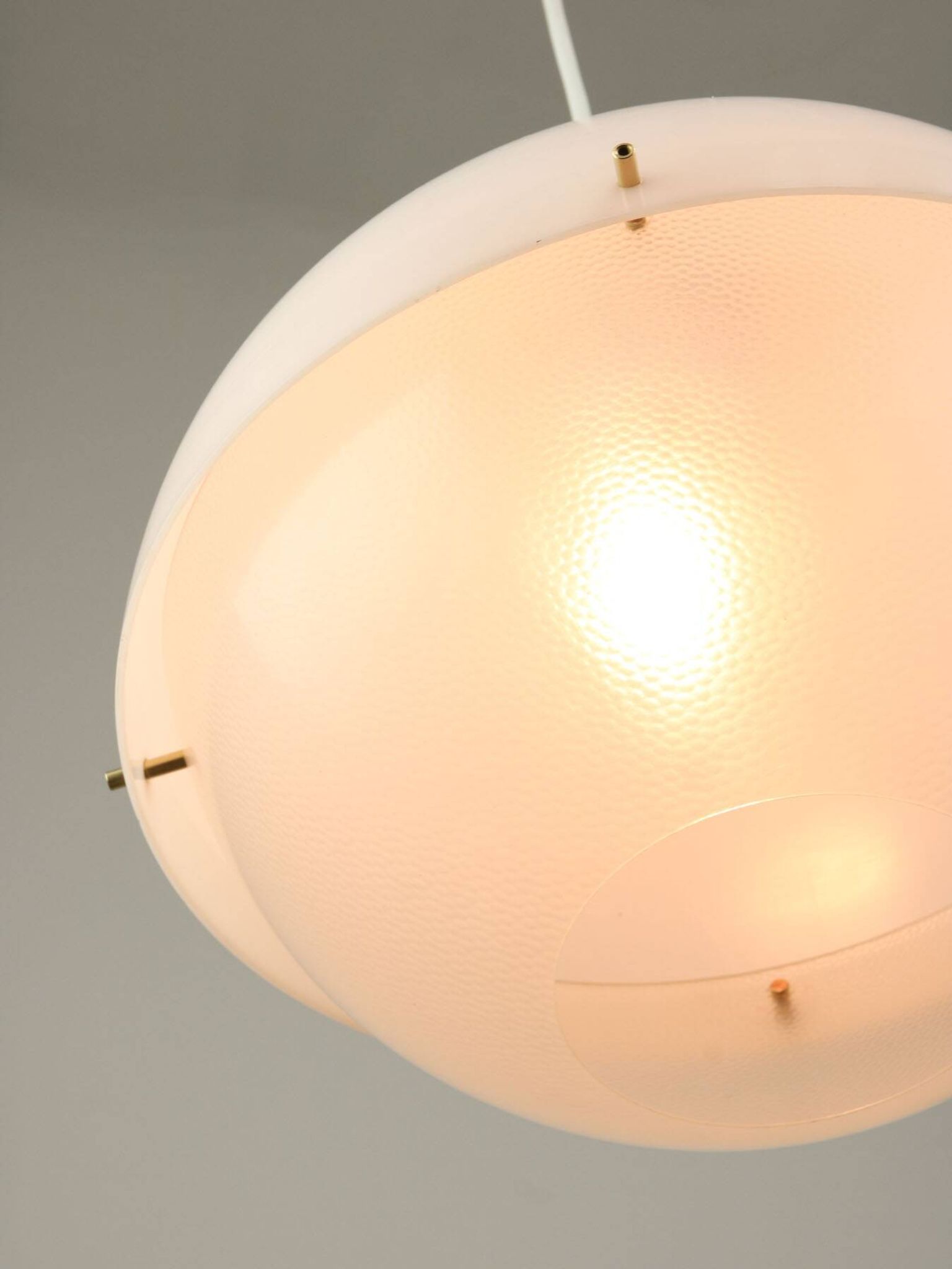 Italian Space Age Pendant in Brass and Plexiglass, 1970s