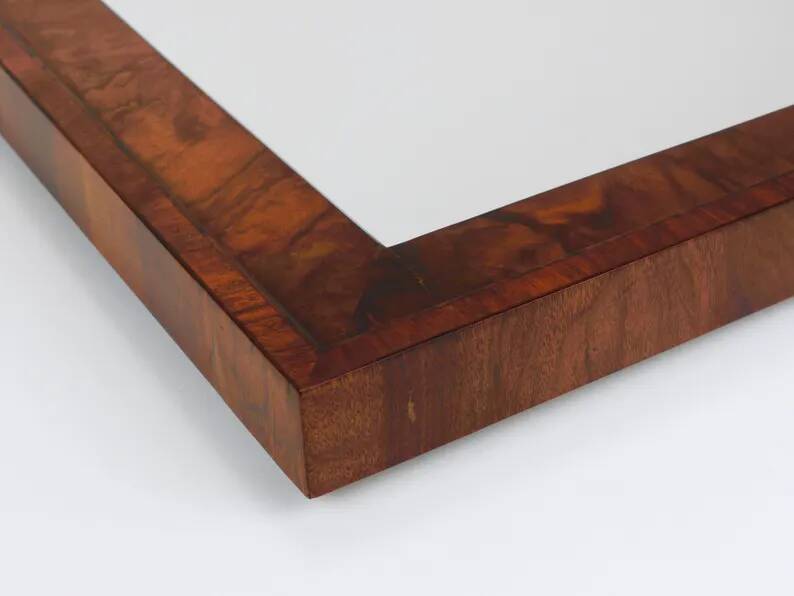 Square Biedermeier Antique 19th Century Walnut Wall Mirror, Vienna, 1850s
