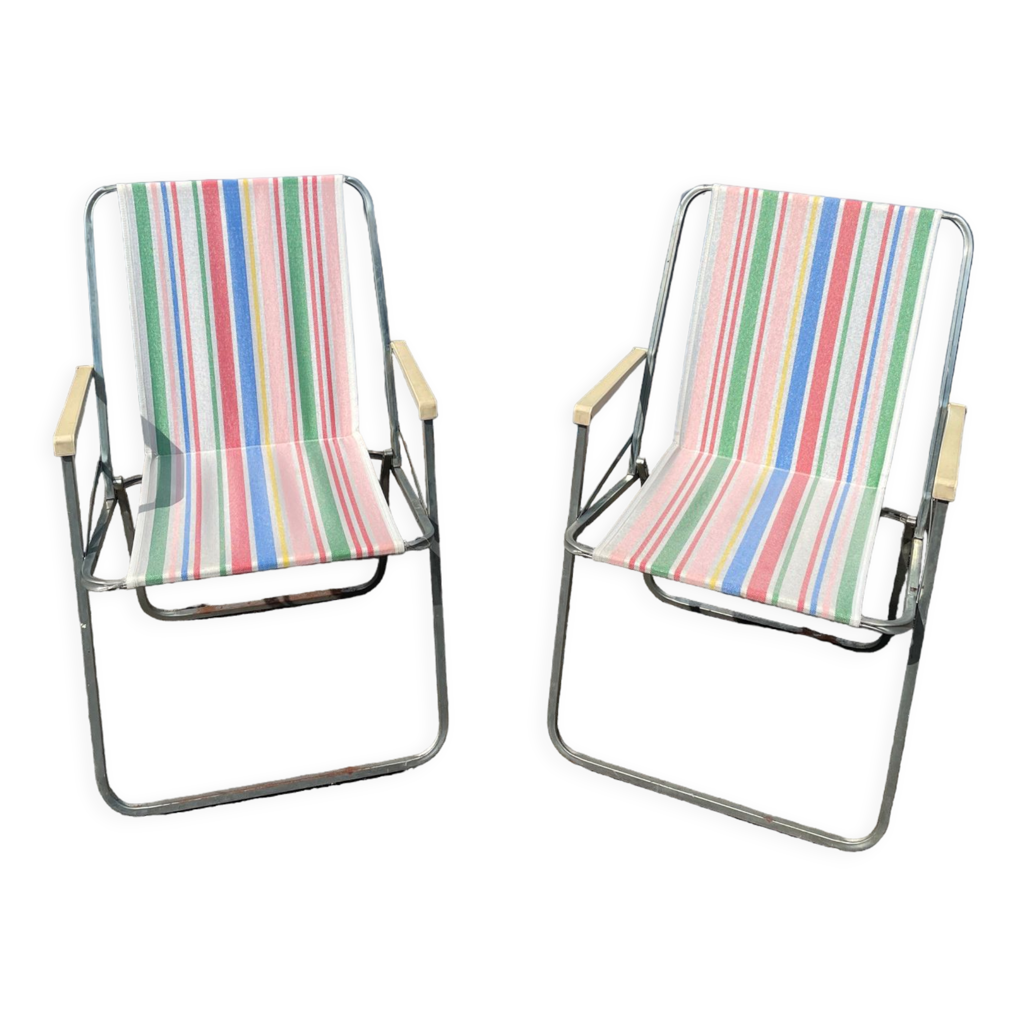 Pair of foldable camping chairs
