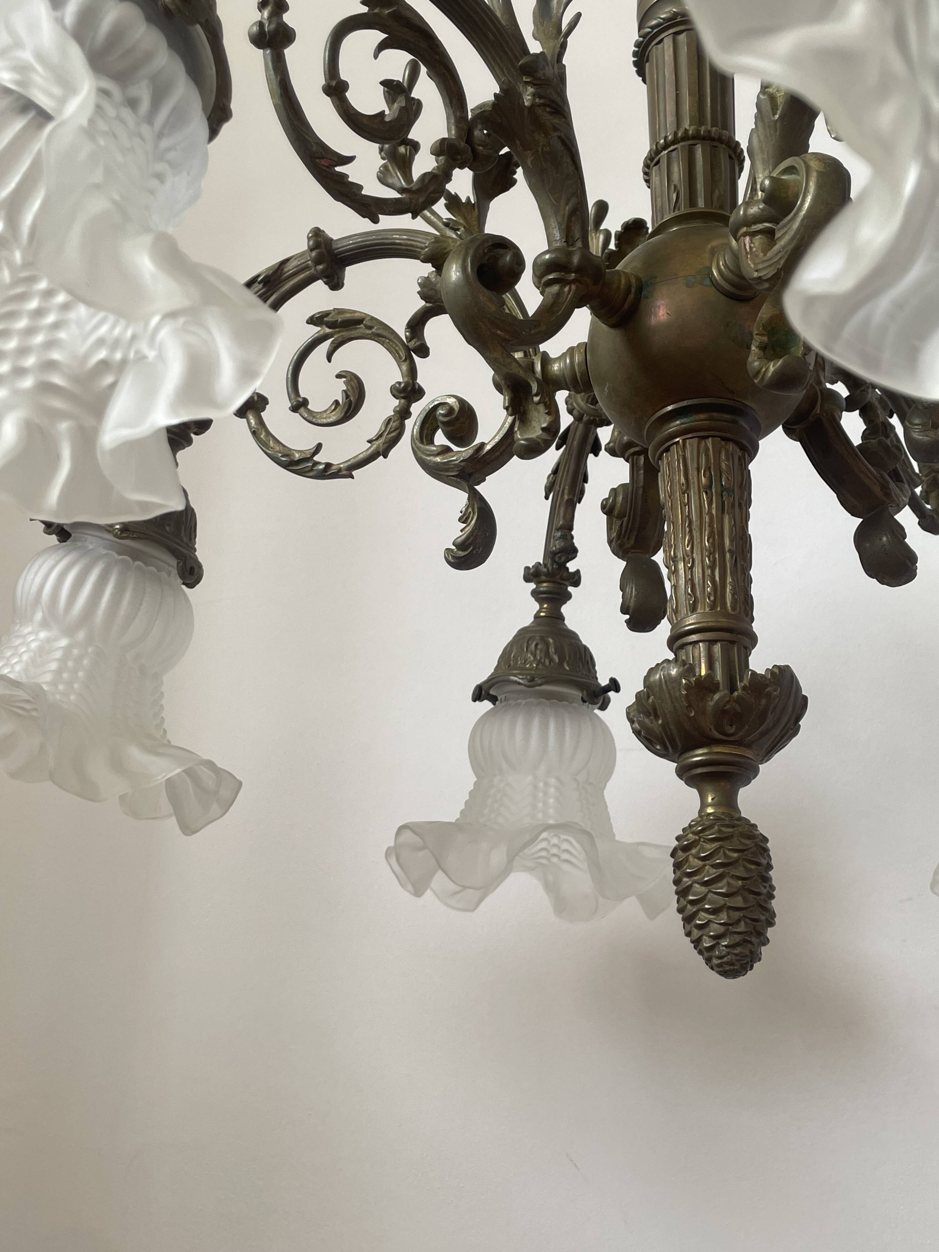 Brass chandelier with 6 branches