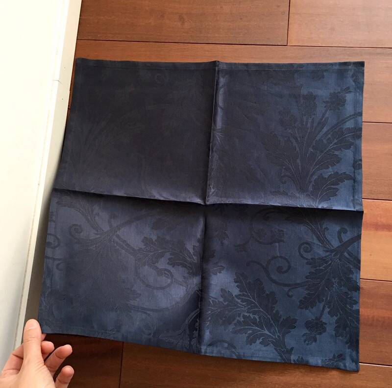 Serviette Christofle "Orangerie" Lin & Coton Bleu Marine