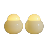 Lampes de chevet en verre blanc Daruma par Sergio Asti pour Candle, années 1960