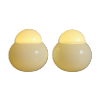 Daruma white glass bedside lamps by Sergio Asti for Candle, 1960s