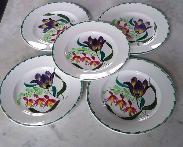 Assiettes à dessert Terre de fer St Amand et Hamage Nord - Peint à la main