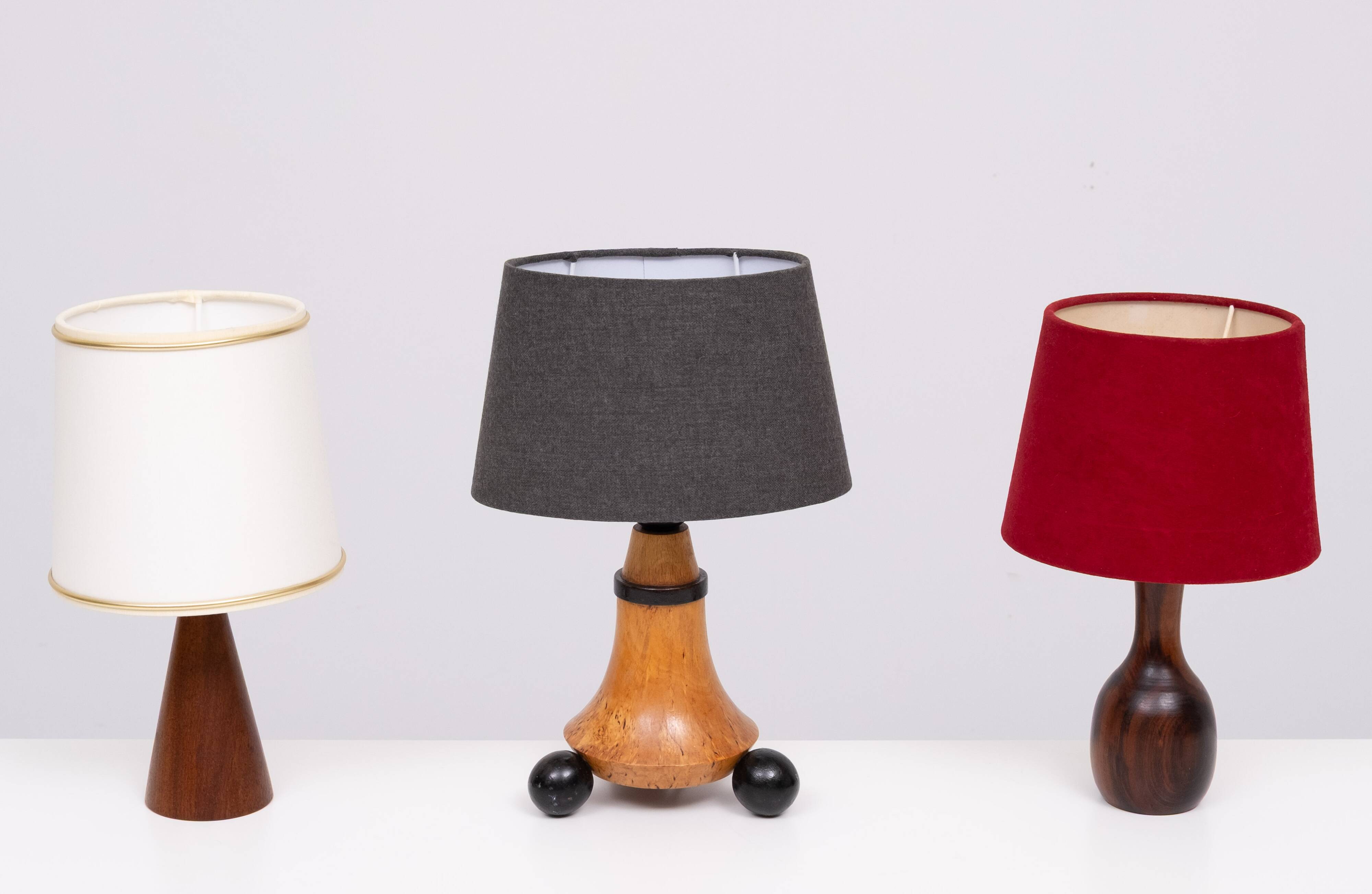 Trio de petites lampes de table des années 1960 avec abat-jour, Hollande