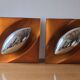 Pair of vintage square wall lights in glass and chrome - Space Age design