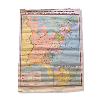 Usa american civil war vintage linen map made in 1970 linen school map
