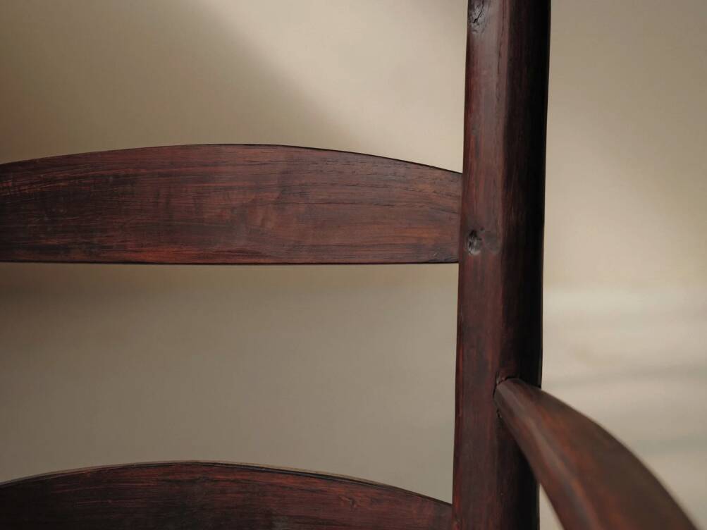 Pair of solid wood and straw armchairs, France, circa 1950.