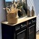 Antique Parisian sideboard in raw solid wood and matte black