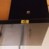 Black lacquered designer console in solid wood, open storage
