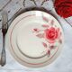 Old mismatched earthenware dinner plates