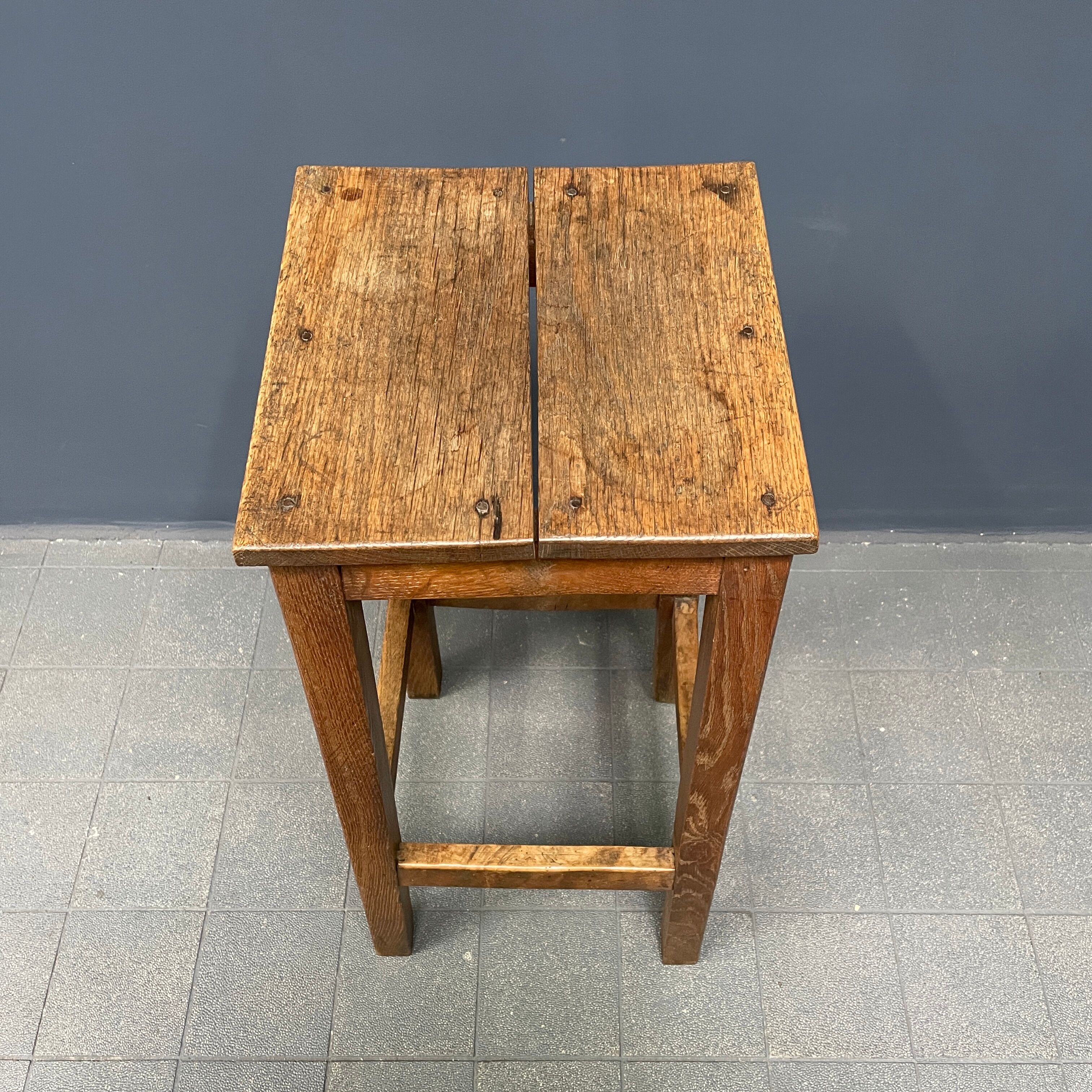 High oak stool from France