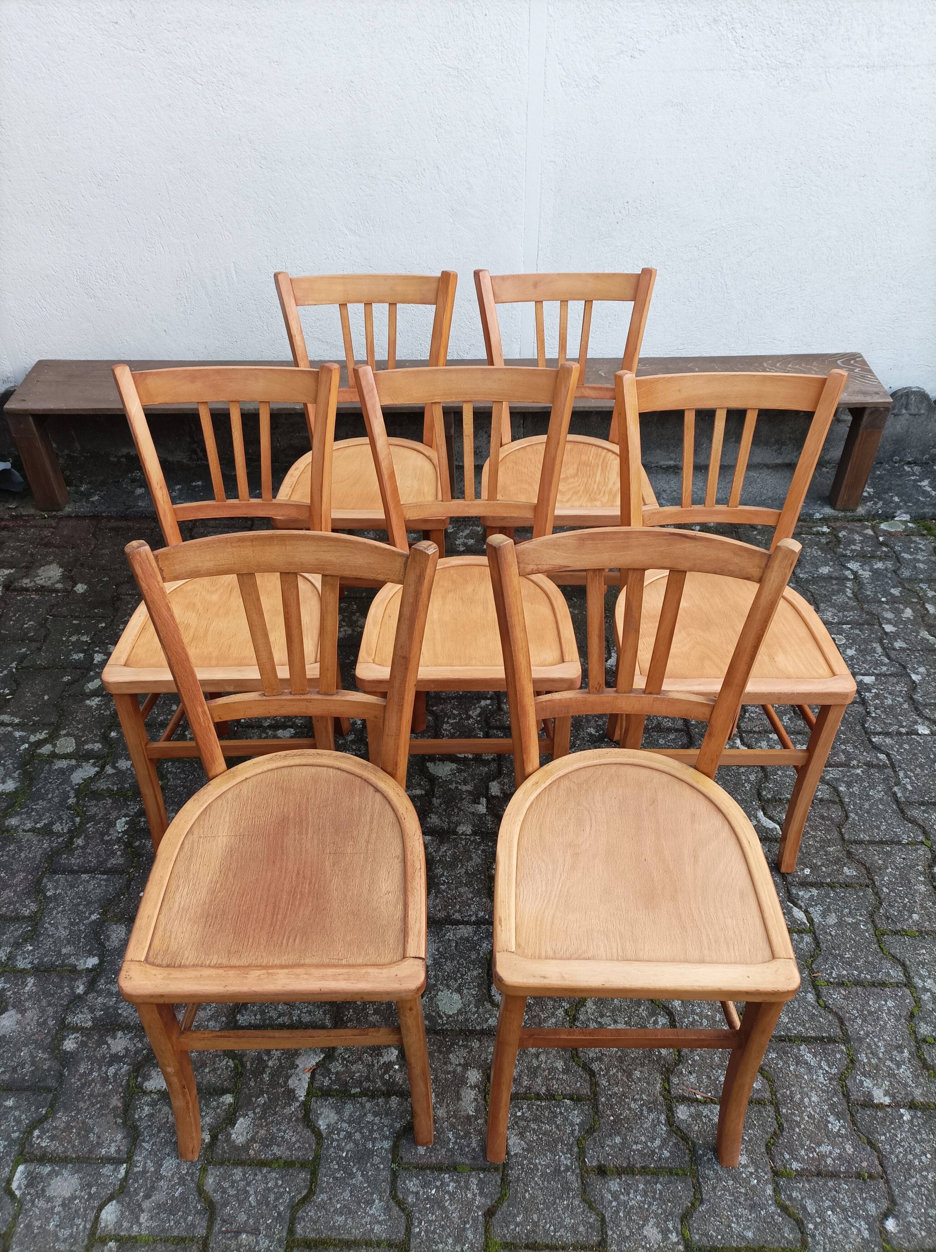 Lot de 7 chaises bistrot Luterma, 1950
