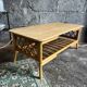 Vintage bamboo, wood and rattan coffee table