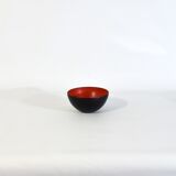 Vintage Krenit bowl by Herbert Krenchel, Denmark 1950, black metal and red enamel