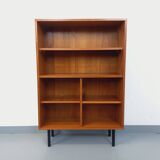 Modular vintage shelf bookcase in modern Scandinavian style in teak